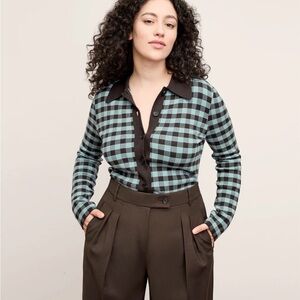MM LaFleur Knit Checked Top